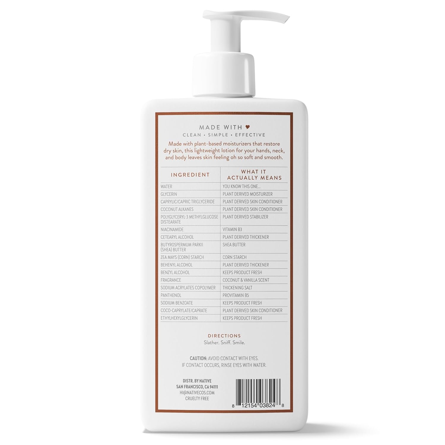 Native Body Lotion Coconut & Vanilla – Clean Beauty Staple for an Uncluttered Bathroom Counter Routine