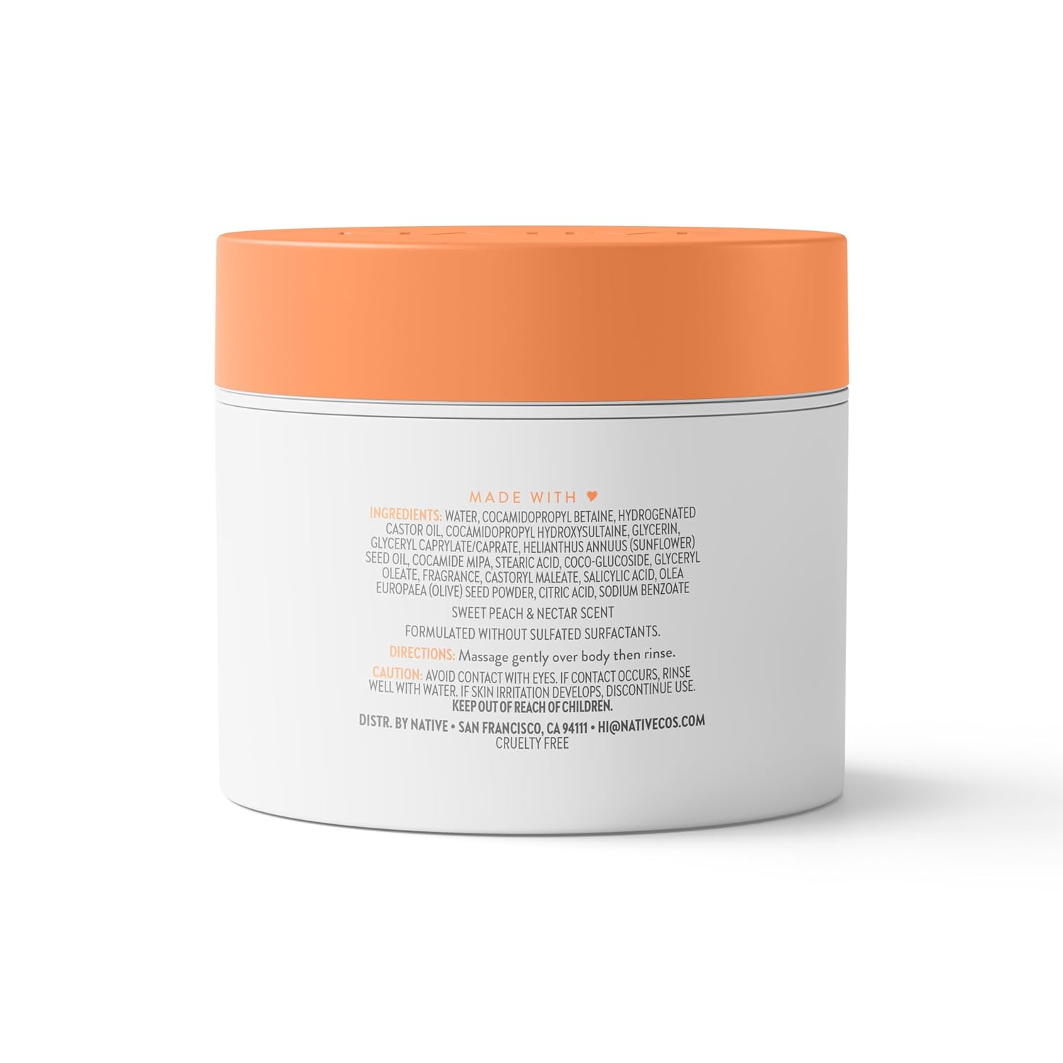 Native Body Scrub Sweet Peach & Nectar – Birthday Gift for Women Who Love Self Care, Vegan Exfoliating Polish 12 oz