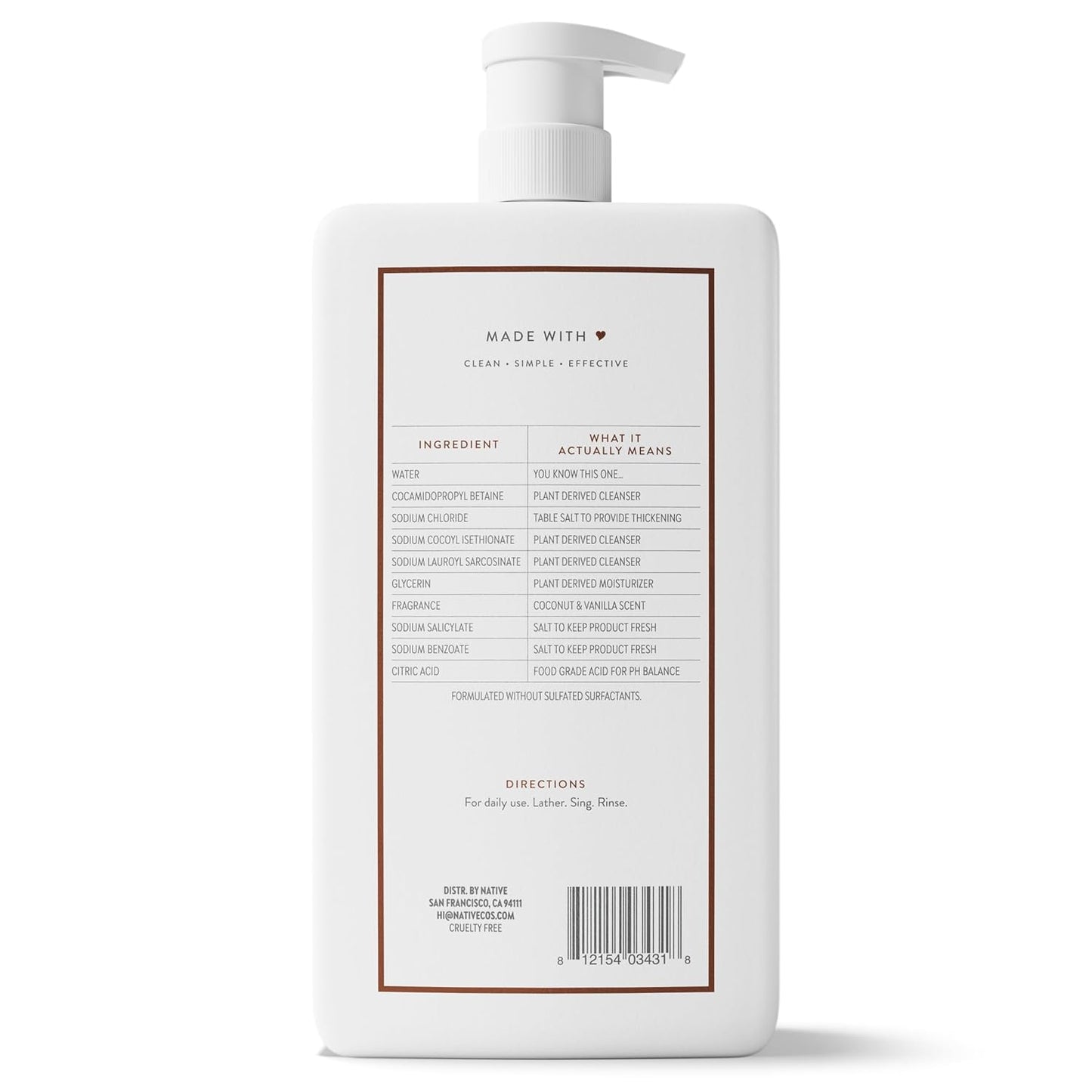 Native Body Wash Coconut & Vanilla 36 oz – Thoughtful Birthday Gift for Her and Mom