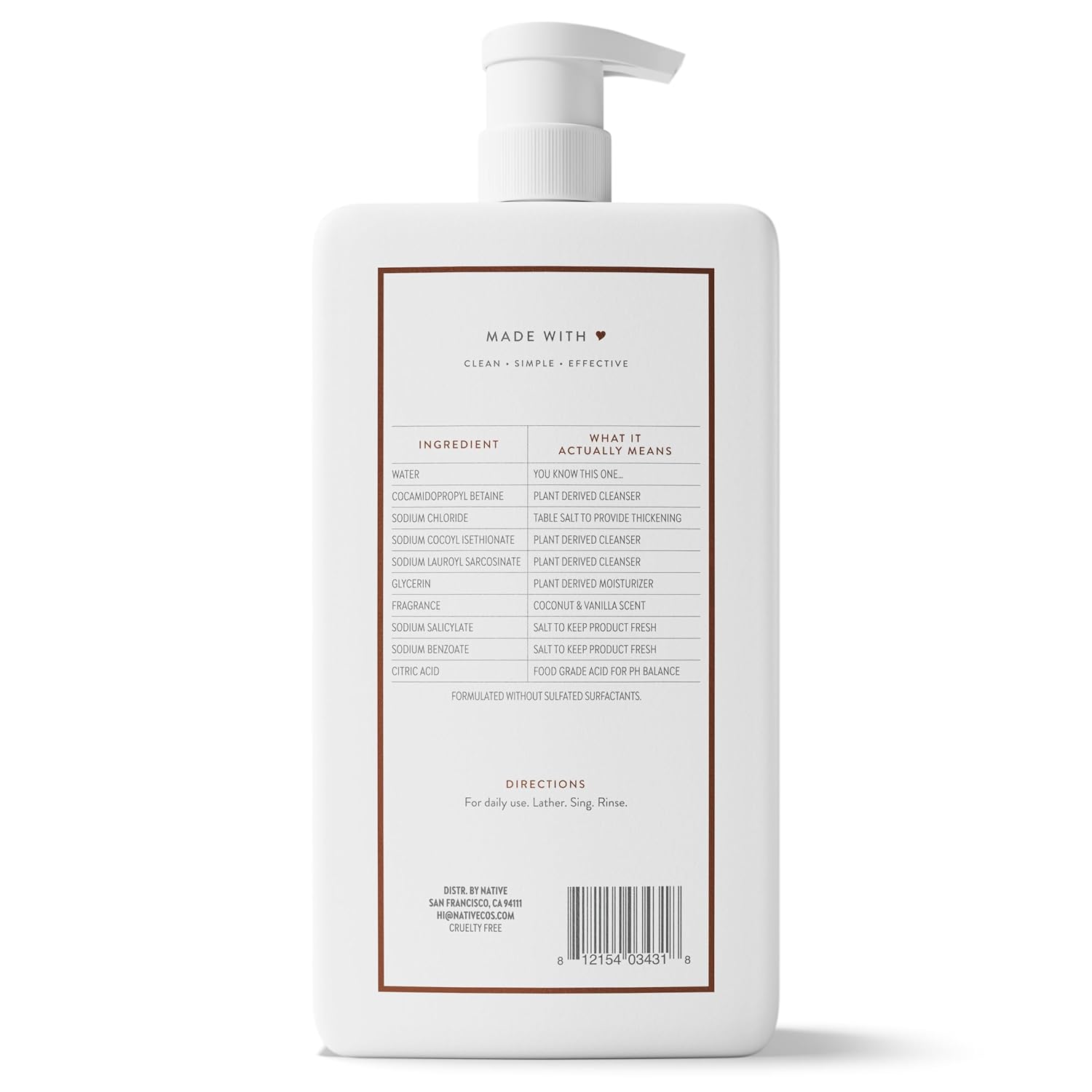 Native Body Wash Coconut & Vanilla 36 oz – Thoughtful Birthday Gift for Her and Mom