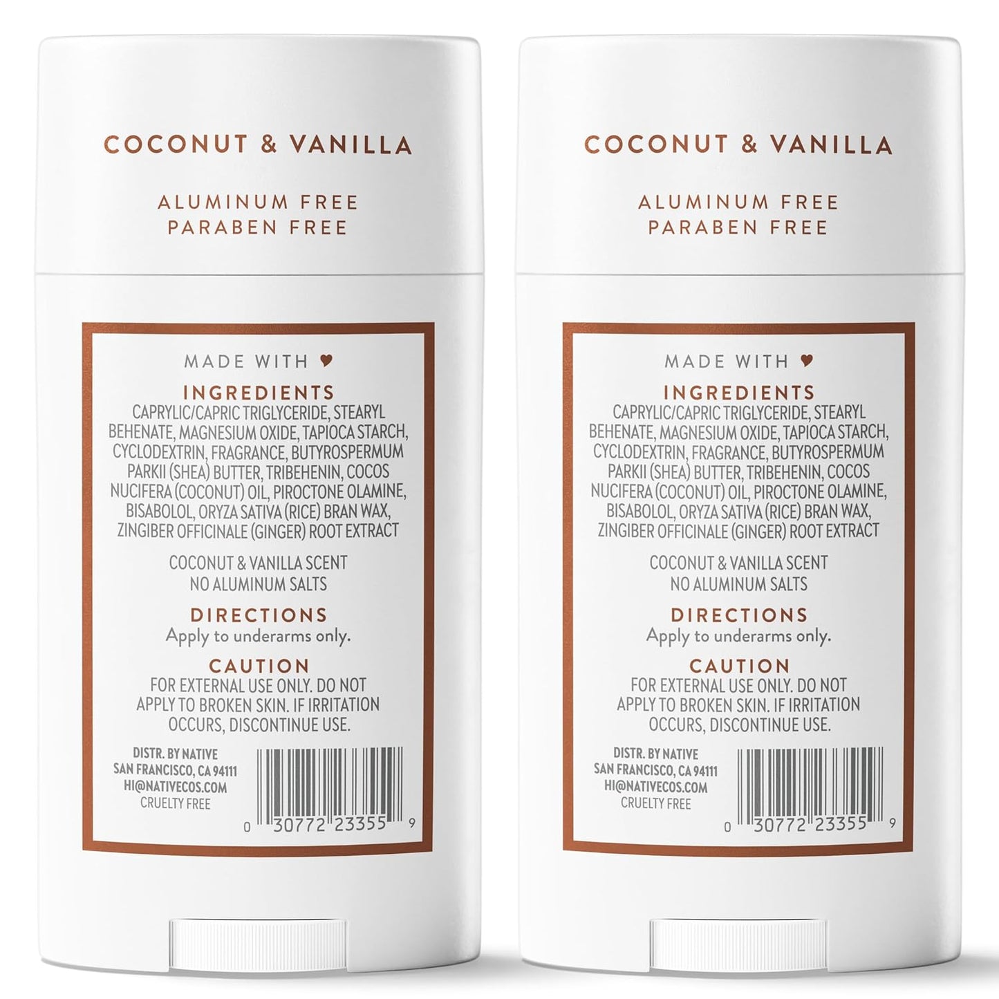 Native Coconut & Vanilla Twin Pack Deodorant – Less-Is-More Clean Design Staple for an Uncluttered Bathroom Counter