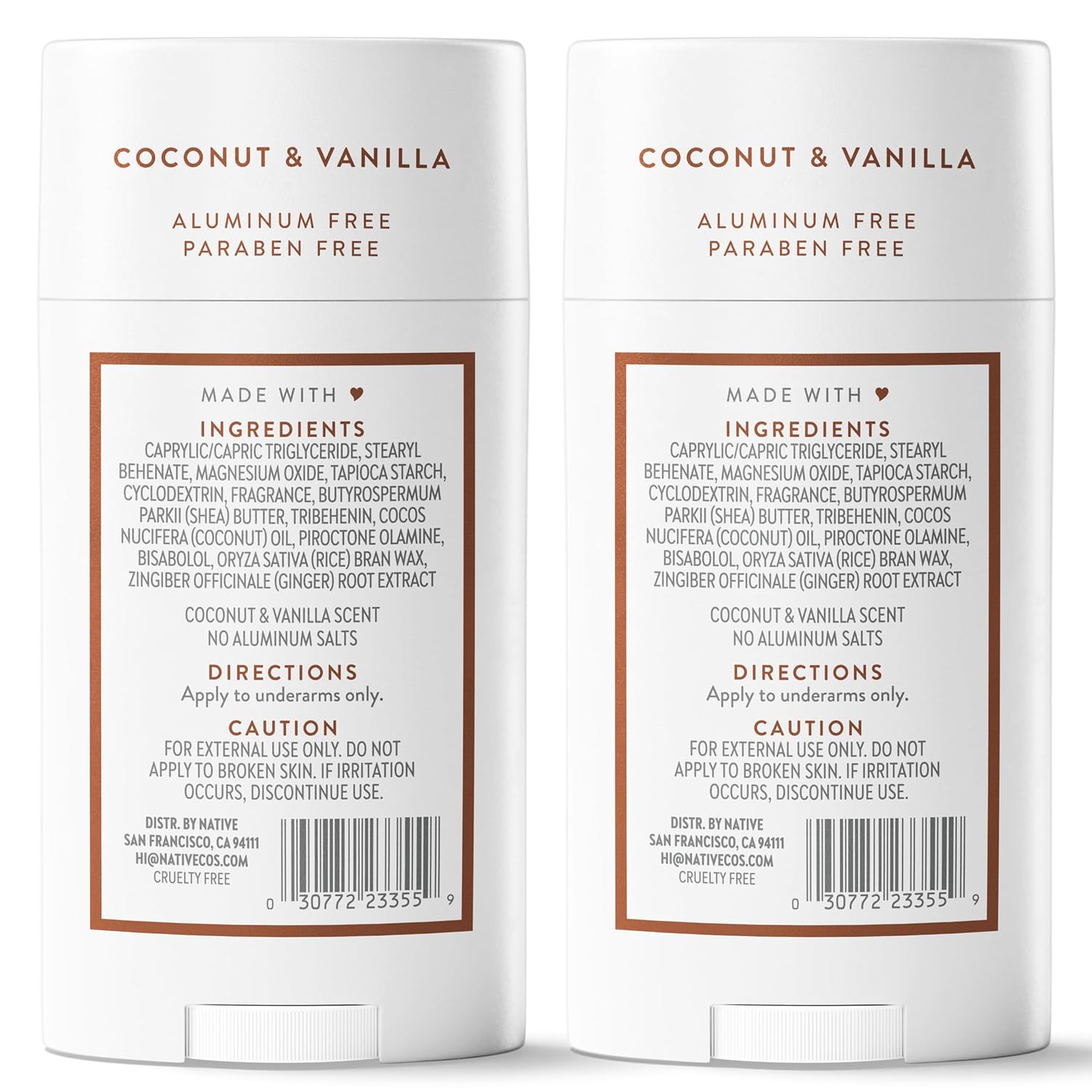 Native Coconut & Vanilla Twin Pack Deodorant – Less-Is-More Clean Design Staple for an Uncluttered Bathroom Counter