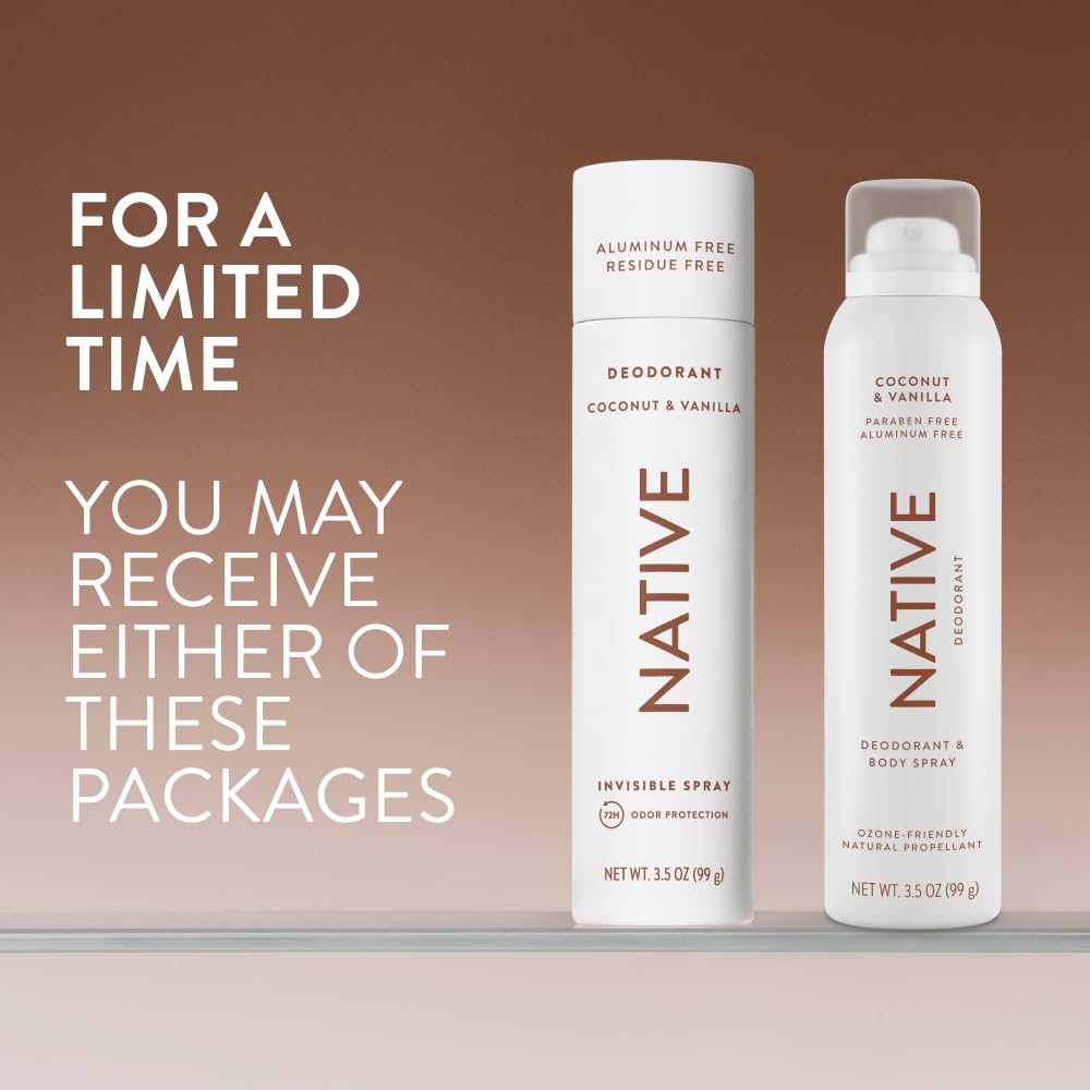 Native Deodorant & Body Spray Coconut & Vanilla, 72-Hour Aluminum Free Birthday Gift for Her and Thoughtful Holiday Present