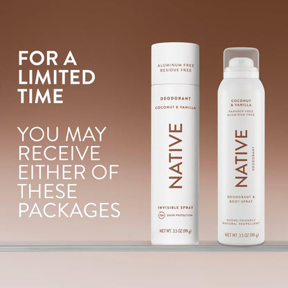 Native Deodorant & Body Spray Coconut & Vanilla, 72-Hour Aluminum Free Birthday Gift for Her and Thoughtful Holiday Present
