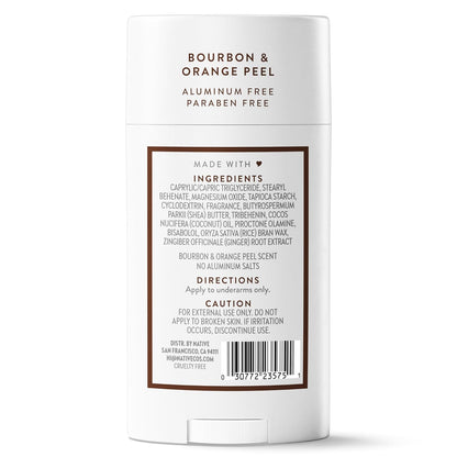 Native Deodorant Bourbon & Orange Peel – Streamlined Deodorant for Capsule Bathroom Counters, Single Solid Stick
