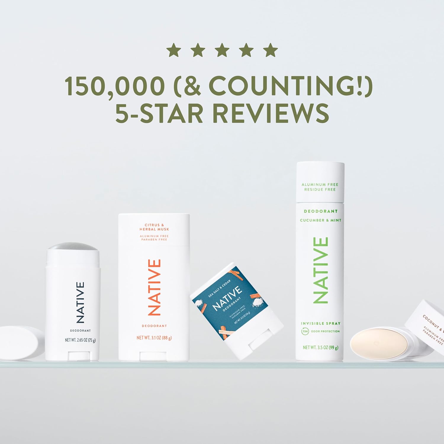 Native Deodorant for Capsule Bathroom Essentials, Single Unisex Stick That Replaces Multiple Gendered Products in a Clean Routine