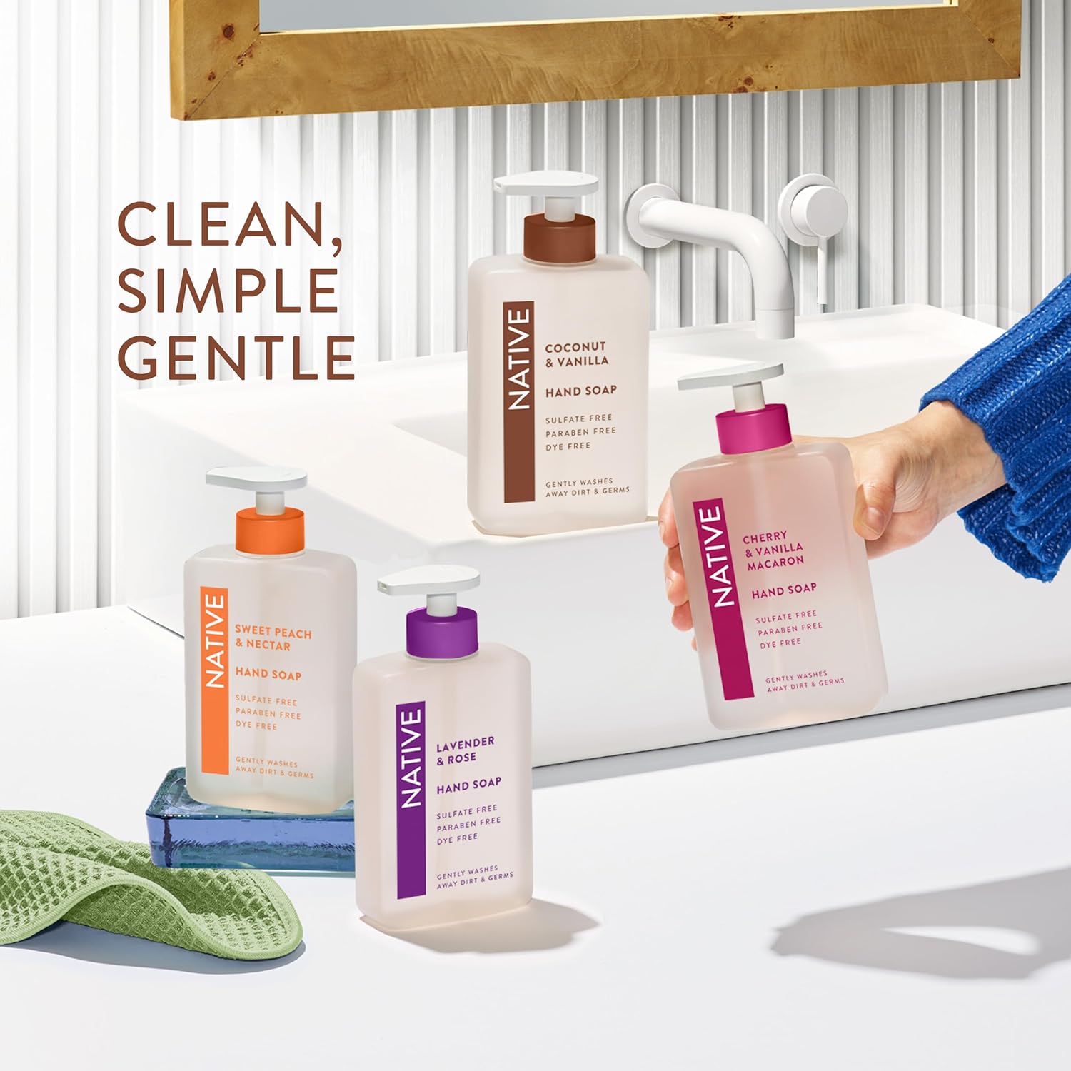 Native Hand Soap – Clean Ingredient Hand Wash in Uncluttered 13 oz Pump Bottle