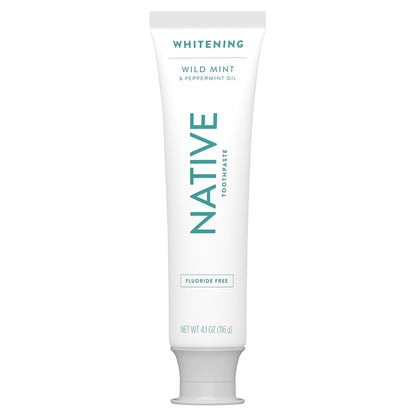 Native Mineral Whitening Toothpaste – Clean Self-Care for Bath Time Wind-Down, Fluoride-Free Wild Mint, 4.1oz (Pack of 3)