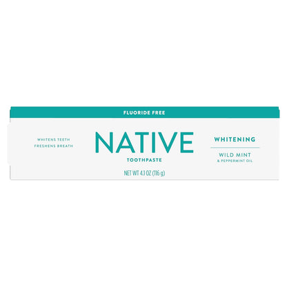 Native Mineral Whitening Toothpaste – Clean Self-Care for Bath Time Wind-Down, Fluoride-Free Wild Mint, 4.1oz (Pack of 3)