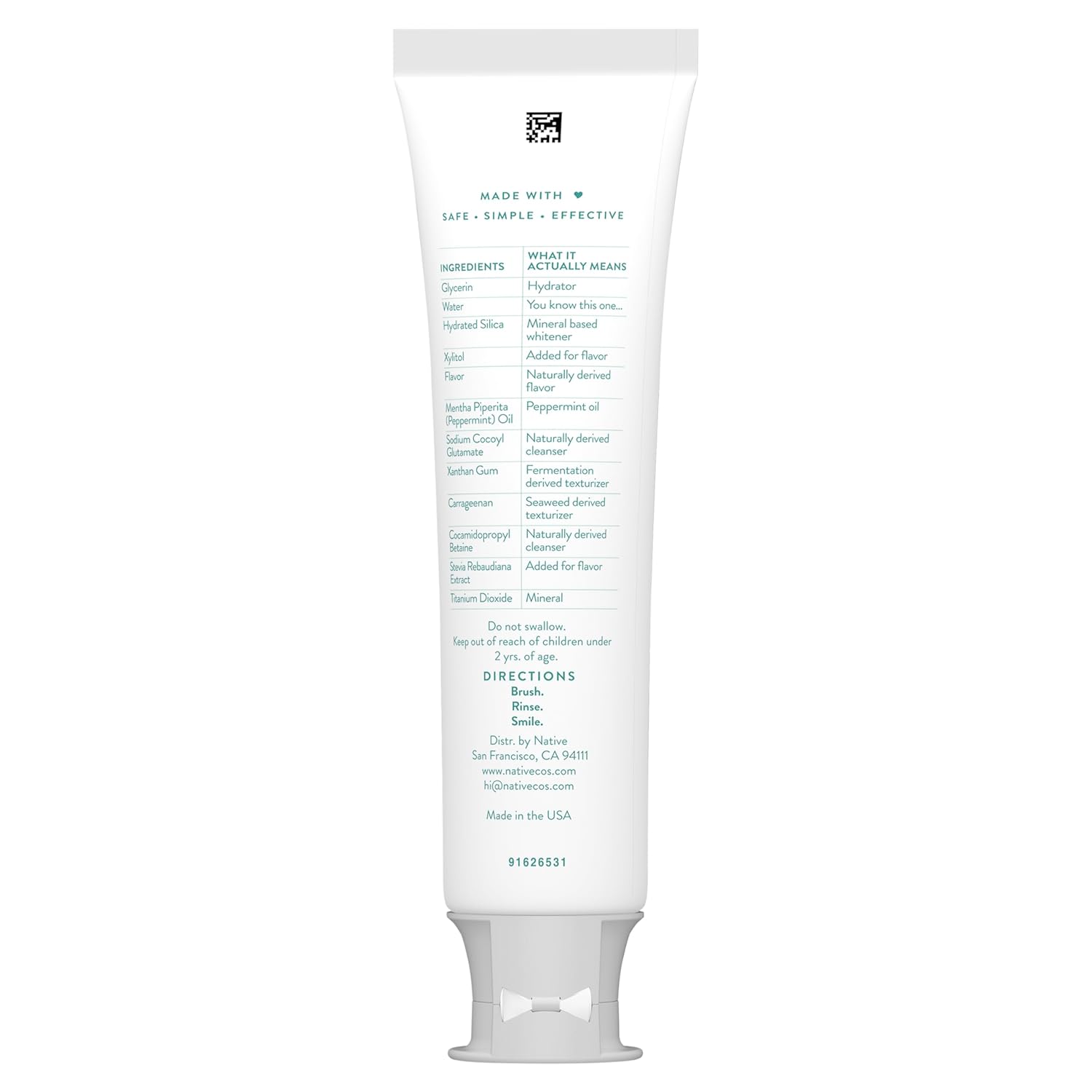 Native Mineral Whitening Toothpaste – Clean Self-Care for Bath Time Wind-Down, Fluoride-Free Wild Mint, 4.1oz (Pack of 3)