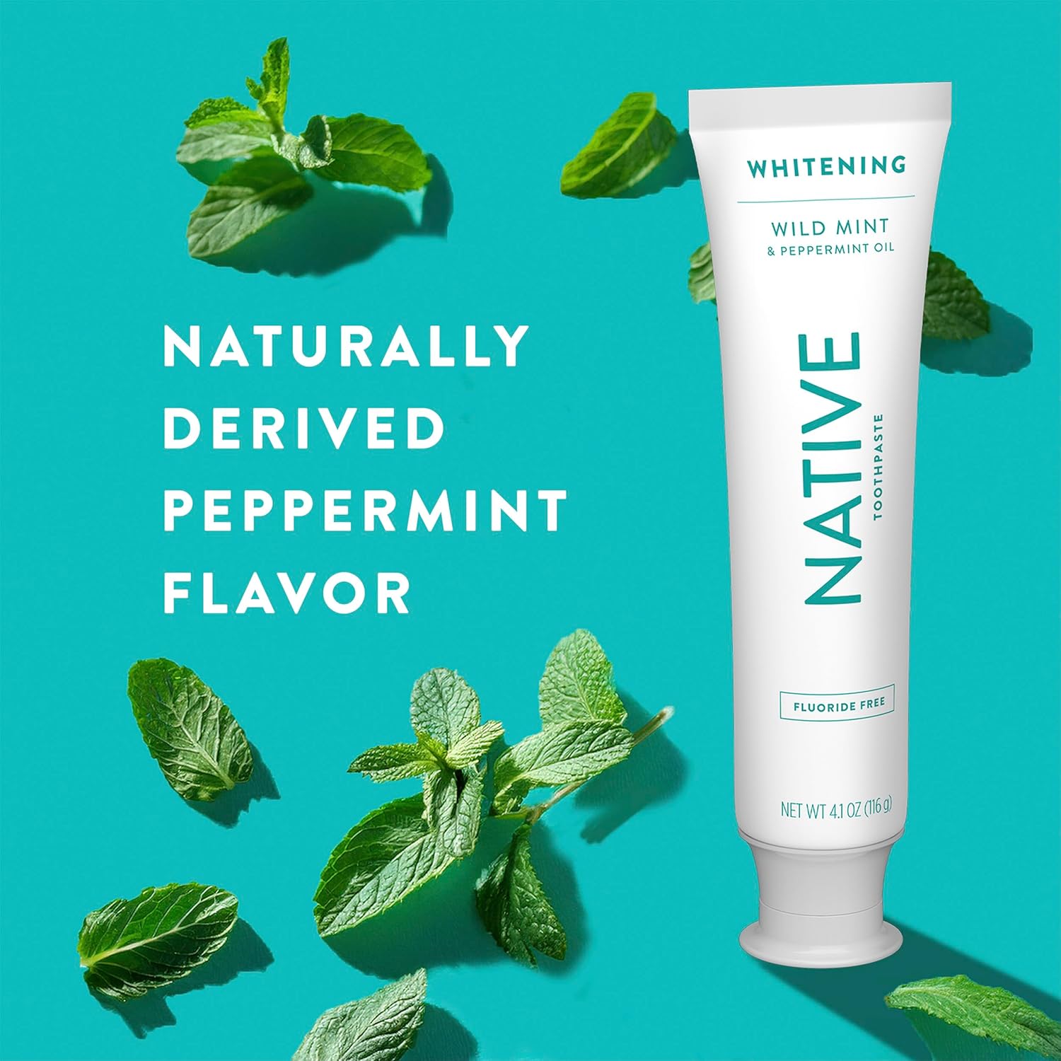 Native Mineral Whitening Toothpaste – Clean Self-Care for Bath Time Wind-Down, Fluoride-Free Wild Mint, 4.1oz (Pack of 3)