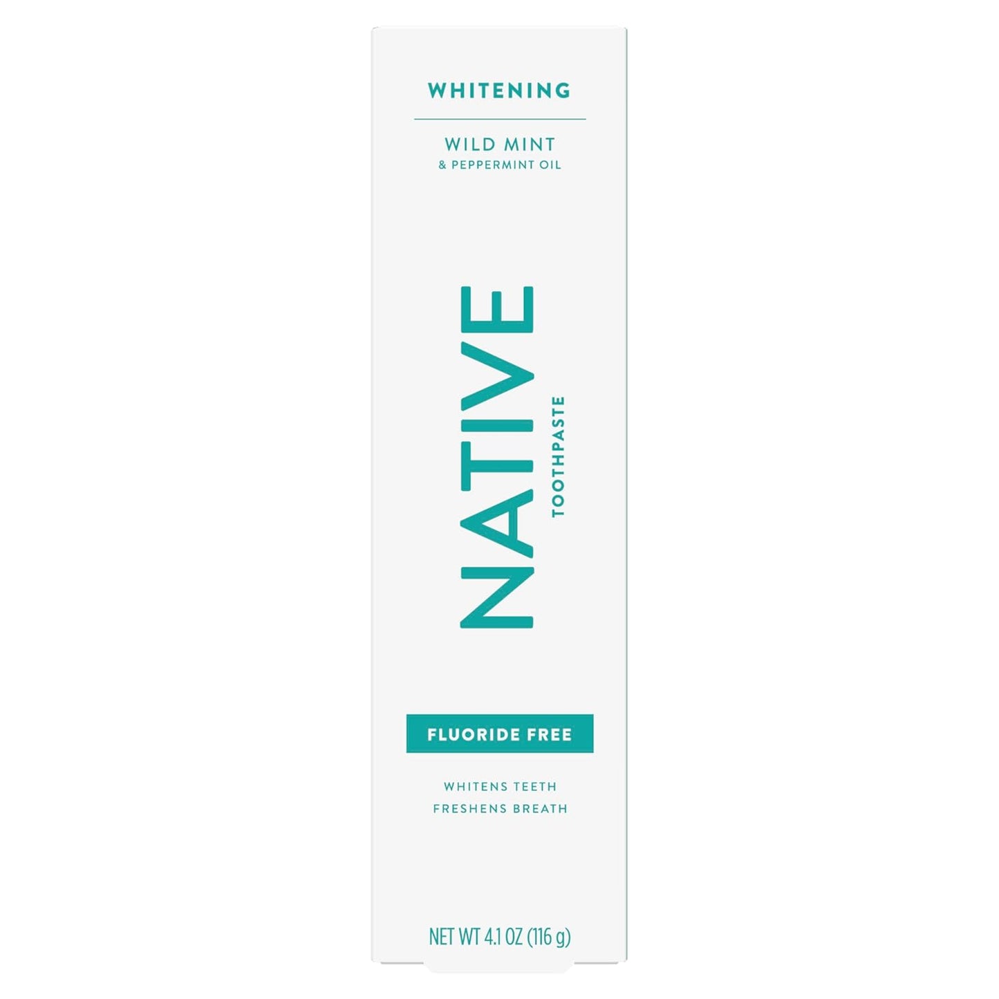 Native Mineral Whitening Toothpaste – Clean Self-Care for Bath Time Wind-Down, Fluoride-Free Wild Mint, 4.1oz (Pack of 3)
