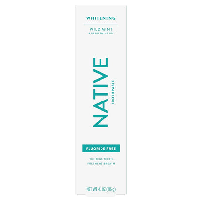 Native Mineral Whitening Toothpaste – Clean Self-Care for Bath Time Wind-Down, Fluoride-Free Wild Mint, 4.1oz (Pack of 3)