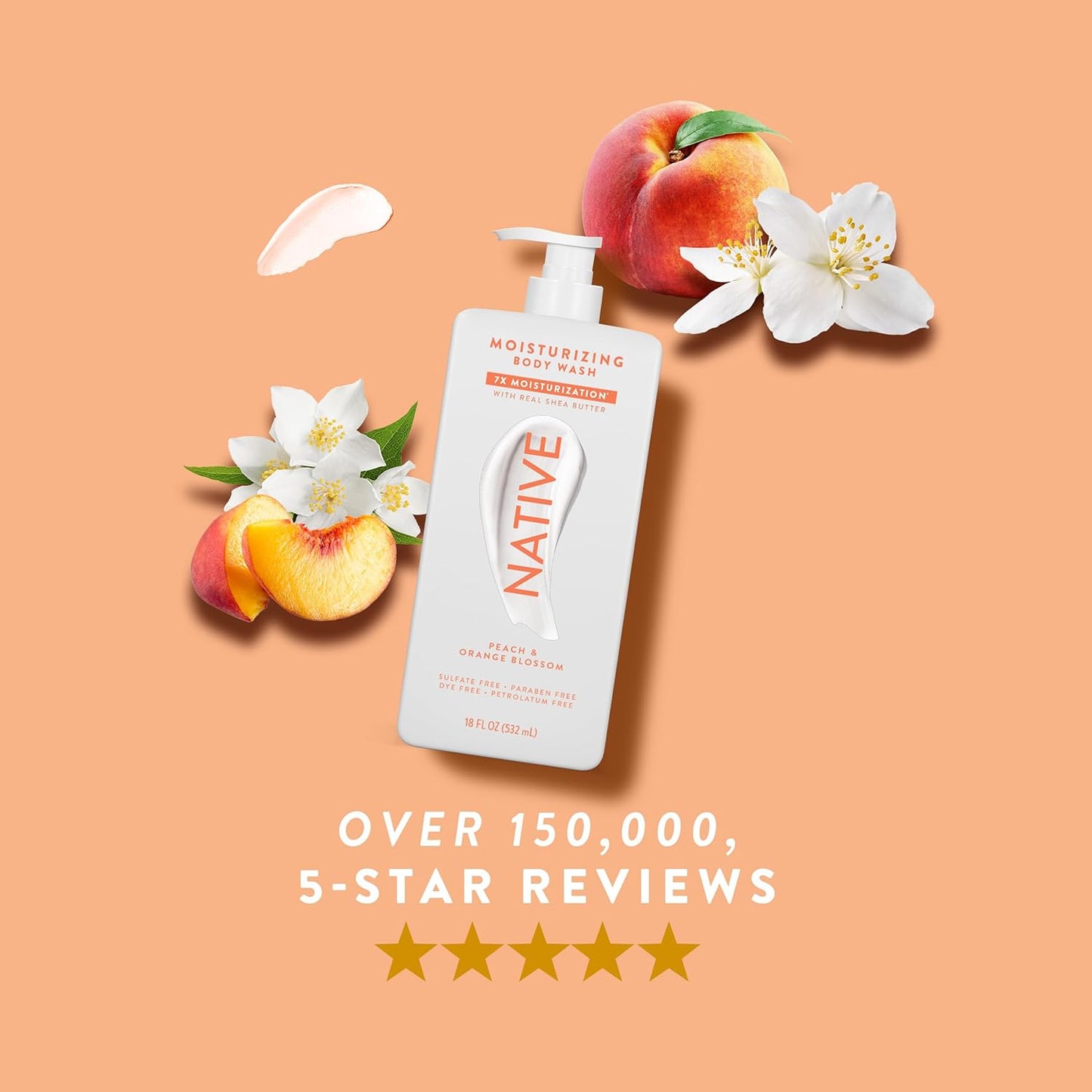 Native Moisturizing Body Wash – Peach & Orange Blossom | Thoughtful Birthday Gift for Her with Shea Butter Hydration