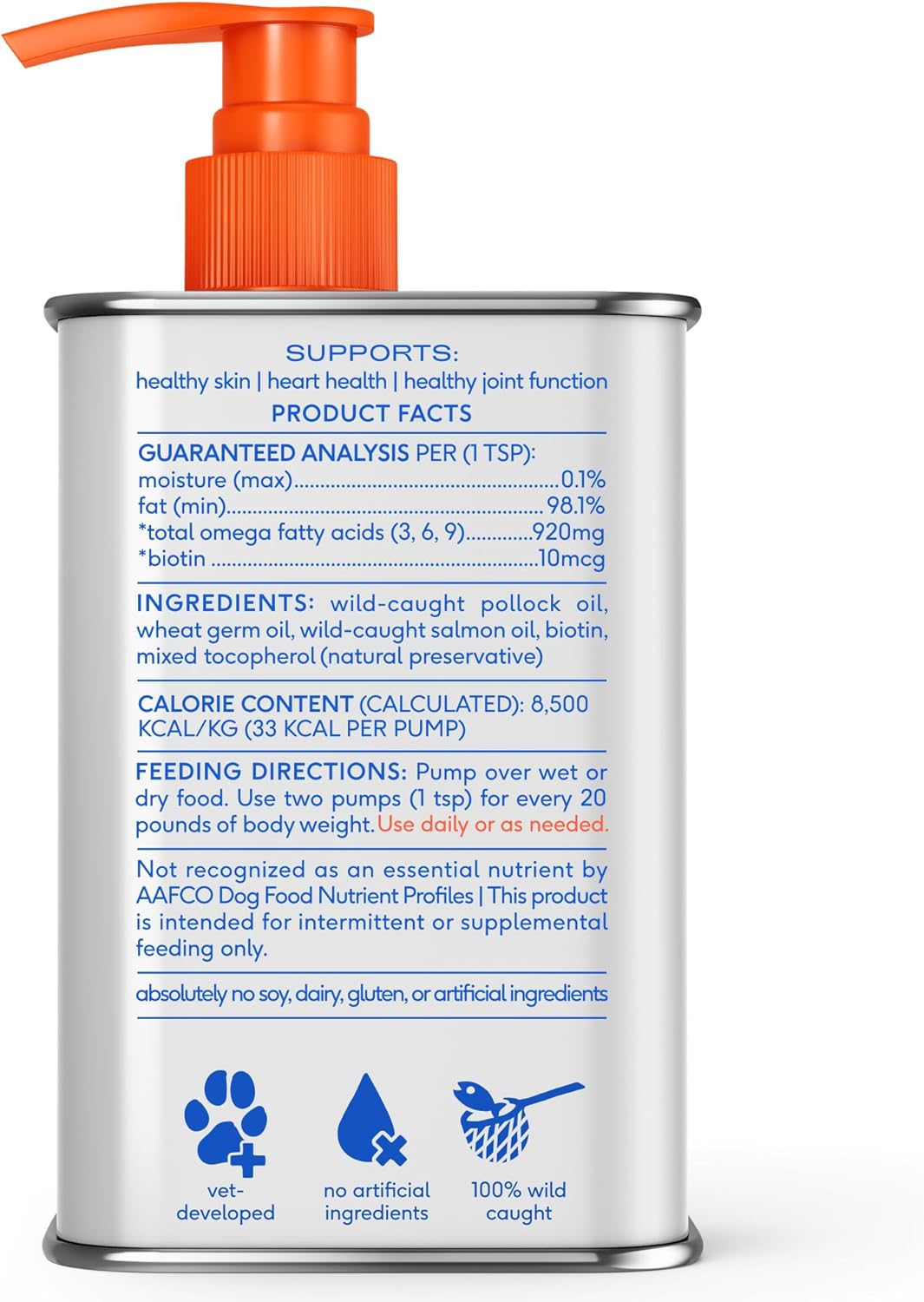 Native Pet Omega 3 Fish Oil – Travel-Friendly Pump Bottle for Camping Trips and Park Outings with Dogs