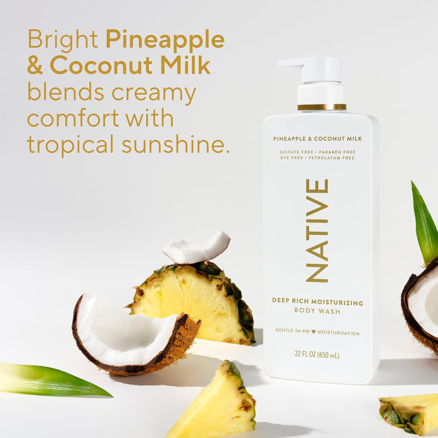 Native Premium Moisturizing Body Wash with Real Shea Butter, Pineapple & Coconut Milk 22 oz