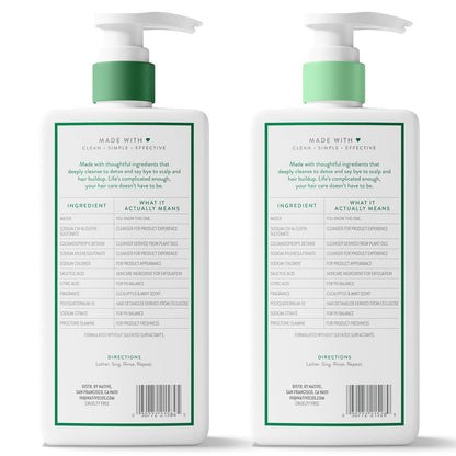 Native Scalp Clarifying Shampoo & Conditioner Set – Aromatic Eucalyptus Spearmint Wash for Evening Wind-Down Wellness