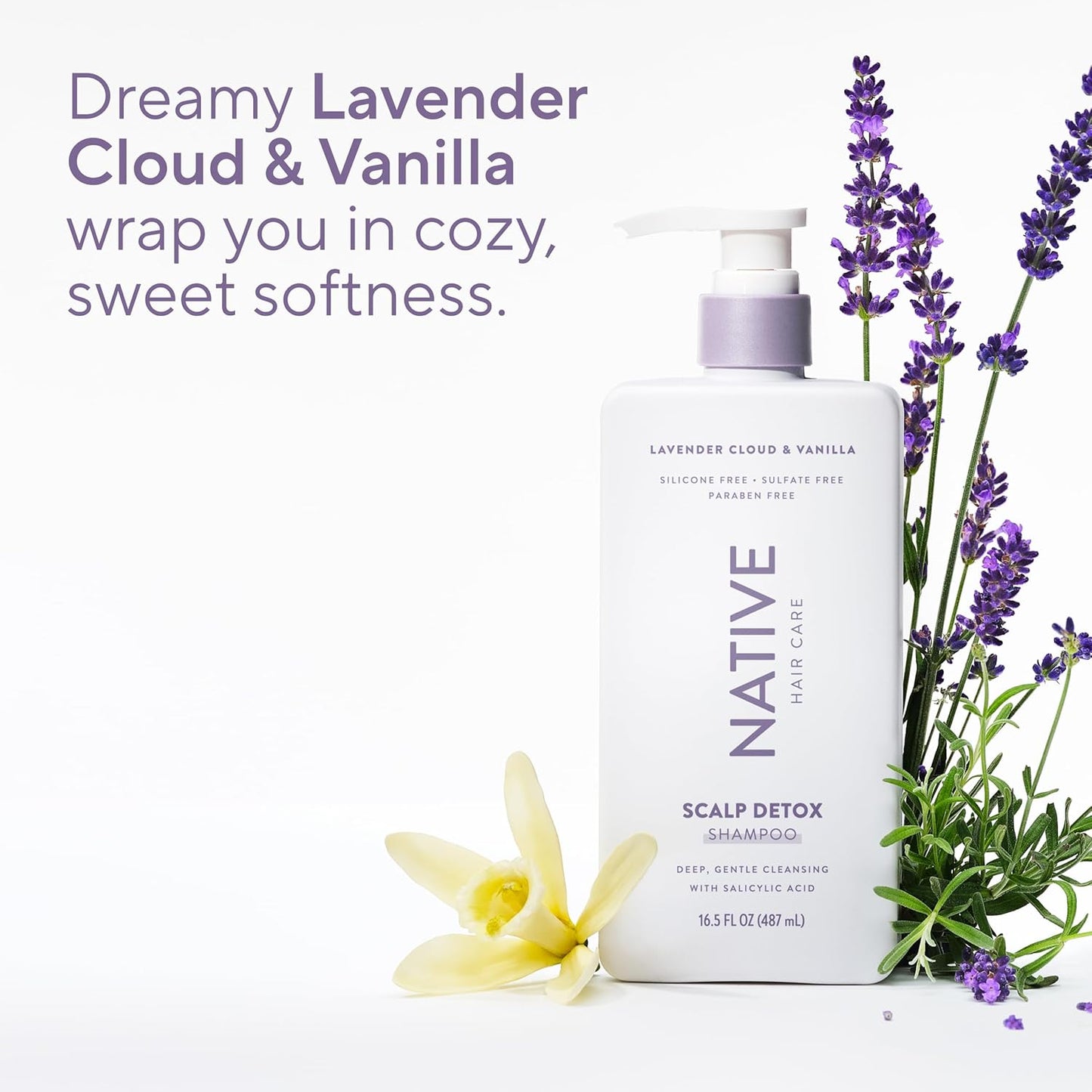 Native Scalp Detox Shampoo Lavender Cloud & Vanilla 16.5 fl oz – 11-Ingredient Clean Formula for Intentional Bathrooms