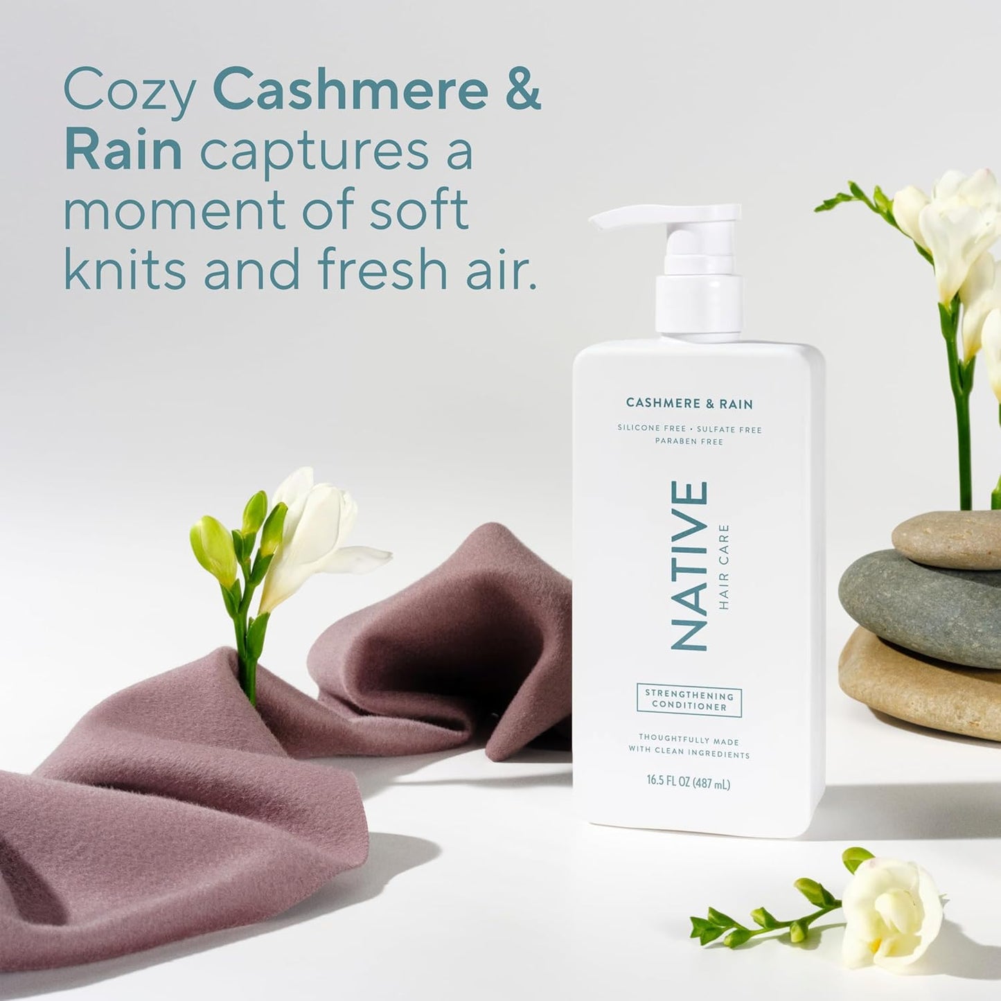 Native Strengthening Conditioner Cashmere & Rain 16.5 fl Oz – Clean 10-Ingredient Formula for Intentional Bathrooms and Capsule Routines