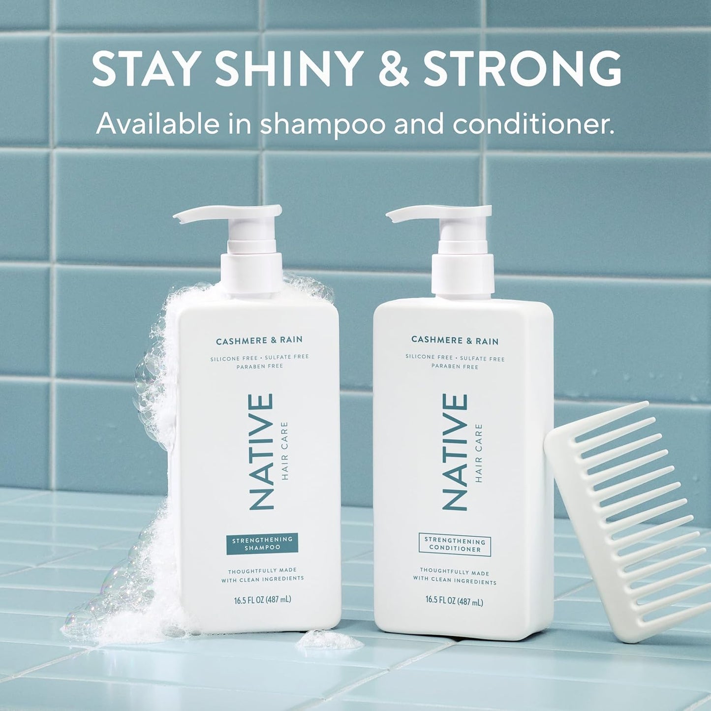 Native Strengthening Conditioner Cashmere & Rain 16.5 fl Oz – Clean 10-Ingredient Formula for Intentional Bathrooms and Capsule Routines