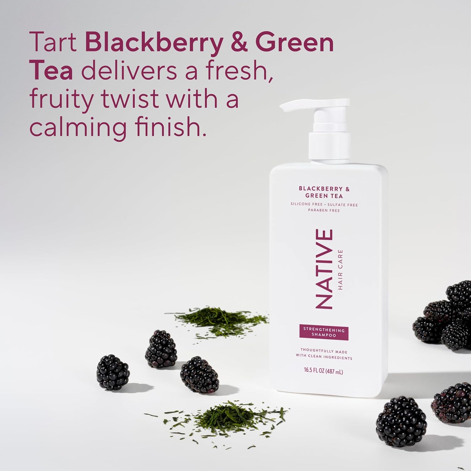 Native Strengthening Shampoo Blackberry & Green Tea 16.5 fl Oz – Vegan Birthday Gift for Her with Damage Repair