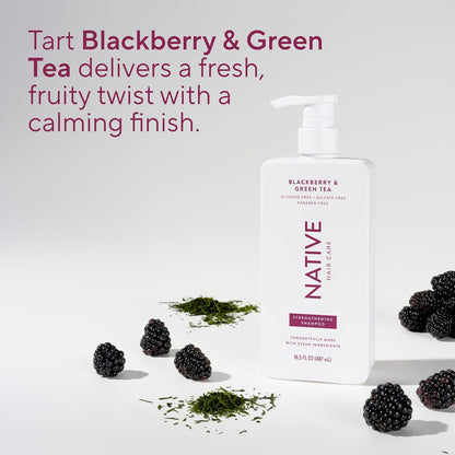 Native Strengthening Shampoo Blackberry & Green Tea 16.5 fl Oz – Vegan Birthday Gift for Her with Damage Repair