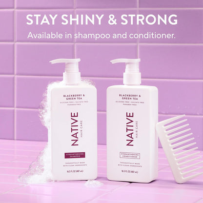 Native Strengthening Shampoo Blackberry & Green Tea 16.5 fl Oz – Vegan Birthday Gift for Her with Damage Repair
