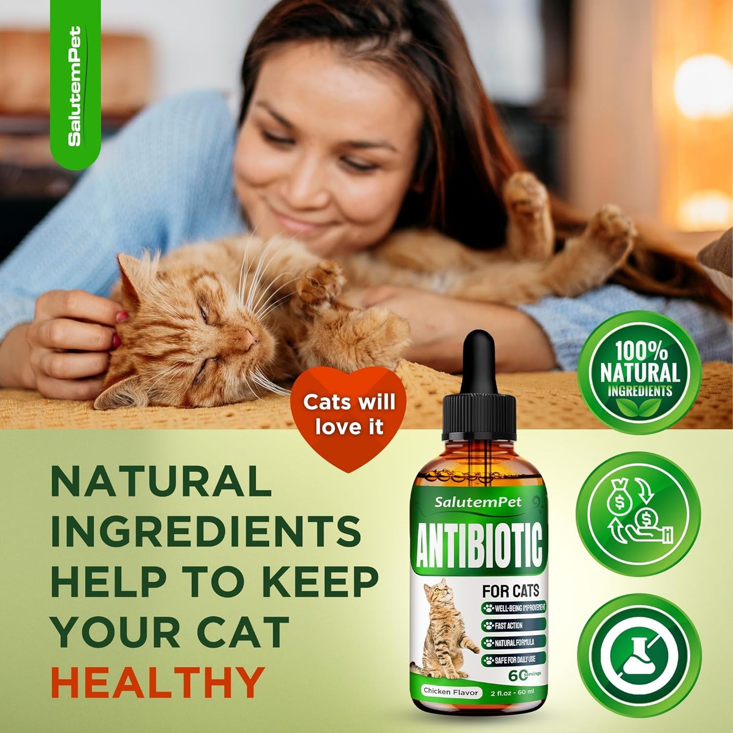Natural Cat Antibiotic Drops – Thoughtful Gift for Holistic Cat Owners and Multi-Cat Households