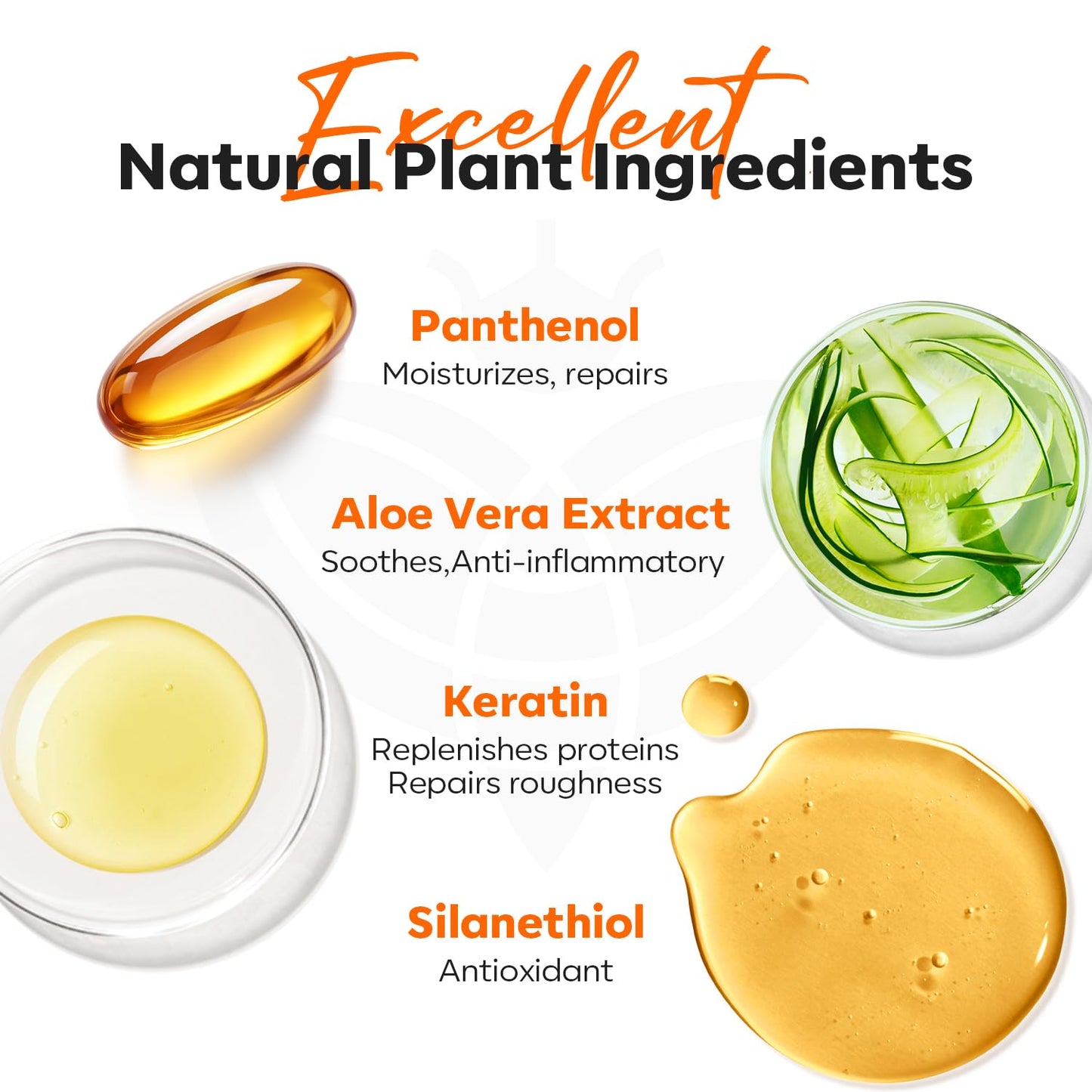natural organic formula featuring keratin and jojoba oil, free of harmful substances