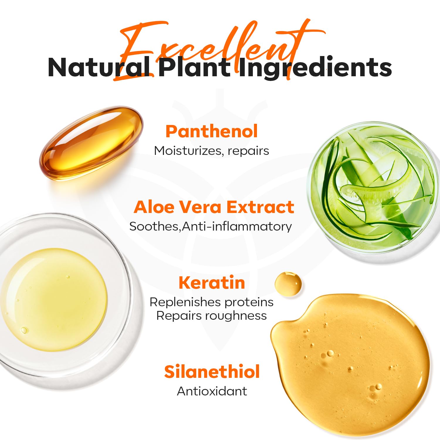 natural organic formula featuring keratin and jojoba oil, free of harmful substances