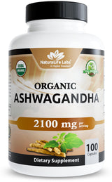 NaturaLife Labs Organic Ashwagandha 2100 mg – Adaptogen Supplement for Stress Management in the Home Office