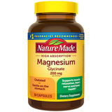 Nature Made Magnesium Glycinate 200 mg – Clean Label Supplement Free of Artificial Flavors and Colors, 180 Capsules