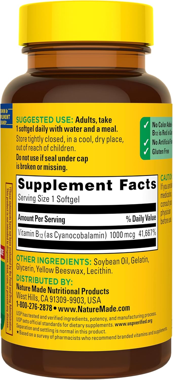 Nature Made Vitamin B12 1000 mcg – Heartfelt Housewarming Gift to Support New Routine Energy, 150 Softgels, 150 Day Supply