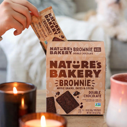 Nature's Bakery Double Chocolate Brownie Bars – Allergy-Friendly After-School Treat for Kids' Rooms and Playrooms, Dairy-Free