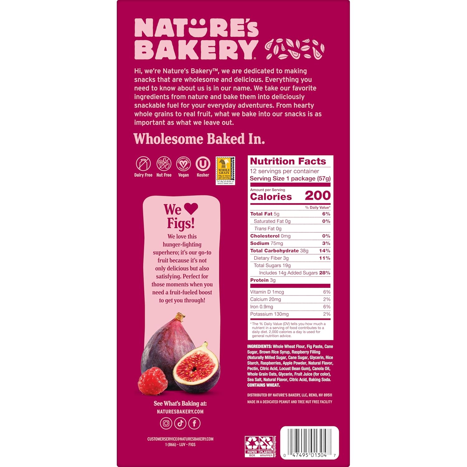 Nature's Bakery Fig Bars – Allergy-Friendly Afterschool Snack for Children, Vegan Twin Packs