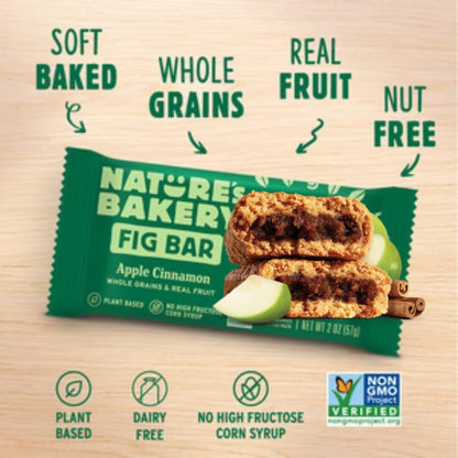 Nature's Bakery Whole Wheat Fig Bars – Kid-Approved Vegan Lunchbox Snacks, 28 Count Soft Baked Bars for School