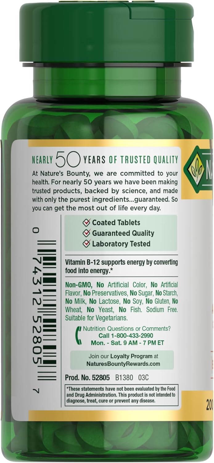 Nature's Bounty Vitamin B12 1000 mcg – Practical Self-Care Gift for the Vegetarian or Vegan in Your Life