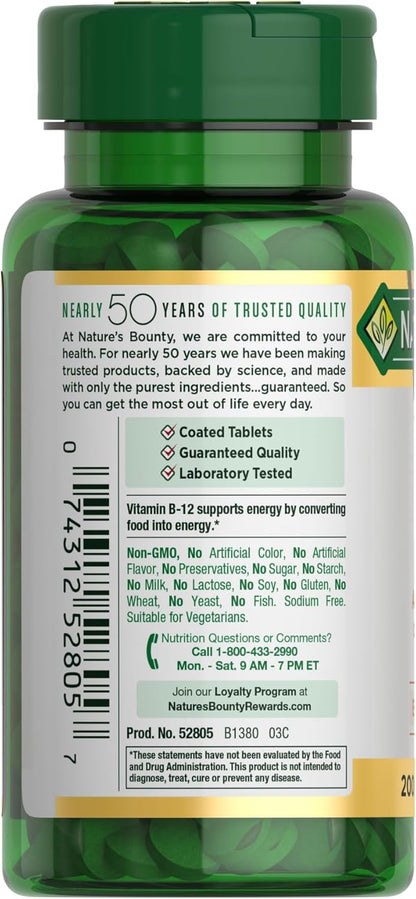 Nature's Bounty Vitamin B12 1000 mcg – Practical Self-Care Gift for the Vegetarian or Vegan in Your Life