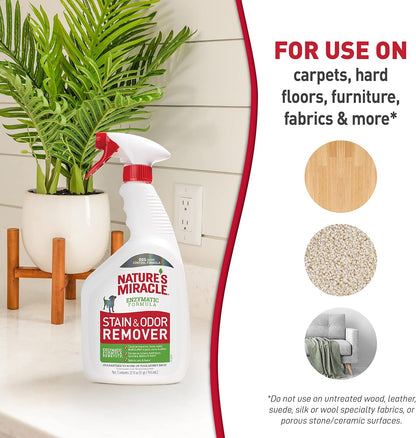 Nature’s Miracle Stain and Odor Remover Dog, 32 Ounces – Non-Harsh Formula Safe Around Crawling Babies