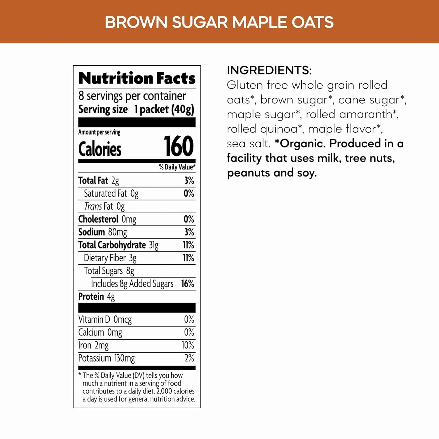 Nature's Path Organic Instant Oatmeal – Lightweight Camp Breakfast for Trailheads, Brown Sugar Maple