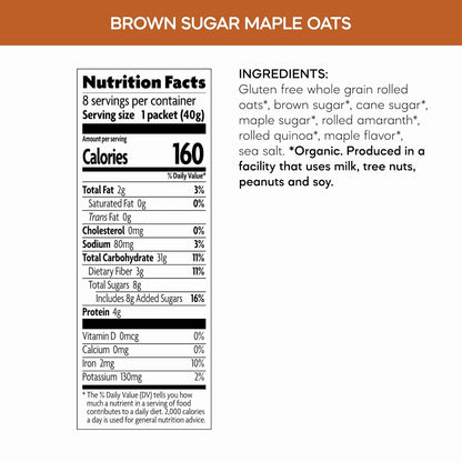 Nature's Path Organic Instant Oatmeal – Lightweight Camp Breakfast for Trailheads, Brown Sugar Maple