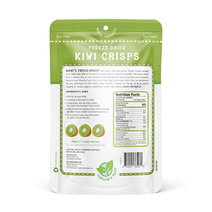 Nature's Turn Freeze-Dried Sour Kiwi Crisps – Lightweight Hiking Snack for Trail Trips, 6 Resealable Bags