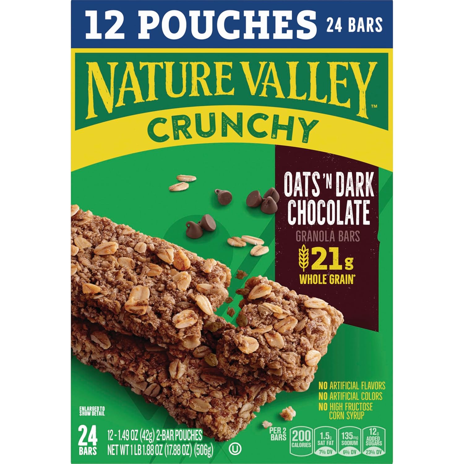 Nature Valley Crunchy Granola Bars, Oats 'n Dark Chocolate – Desk Drawer Snack for Sustained Office Focus