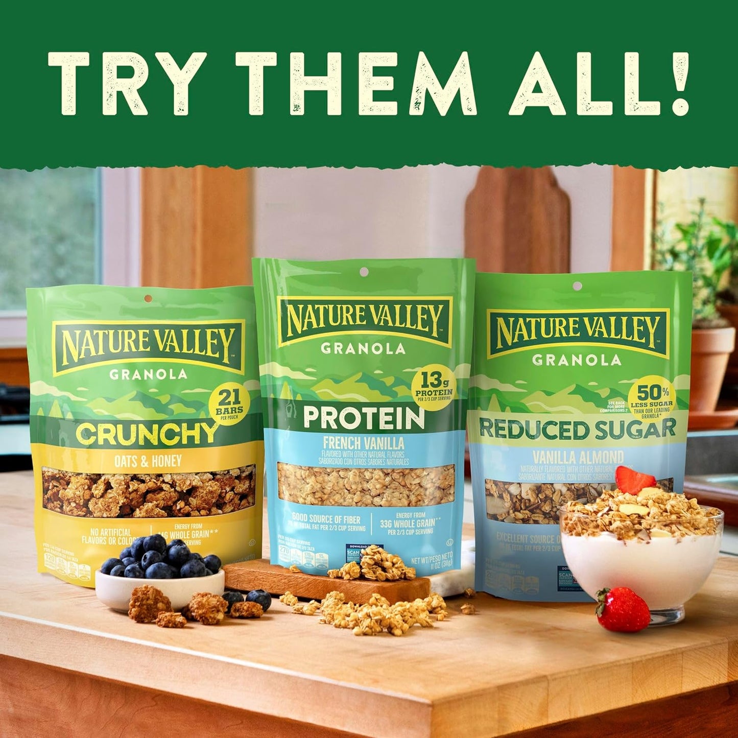 Nature Valley Protein Granola – Backpack Trail Snack, 13g Protein Honey Clusters for Hiking and Camping