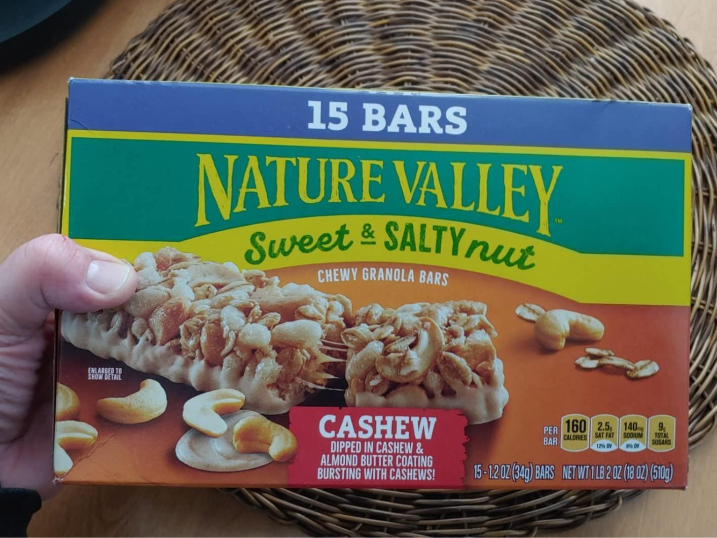 Nature Valley Sweet and Salty Nut Cashew Granola Bars – Office Desk Snack for Afternoon Energy and Focus
