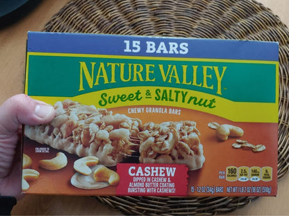 Nature Valley Sweet and Salty Nut Cashew Granola Bars – Office Desk Snack for Afternoon Energy and Focus