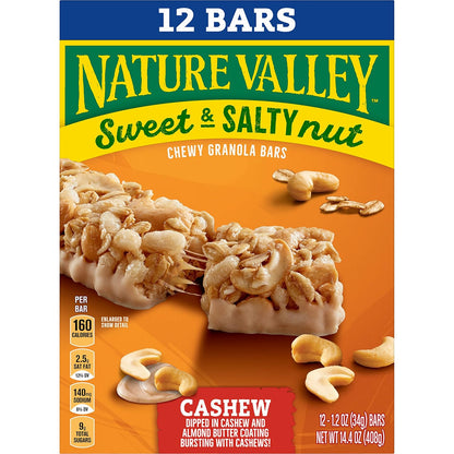 Nature Valley Sweet and Salty Nut Granola Bars – Better-for-You Family Snack with Fiber and Protein, Salted Caramel