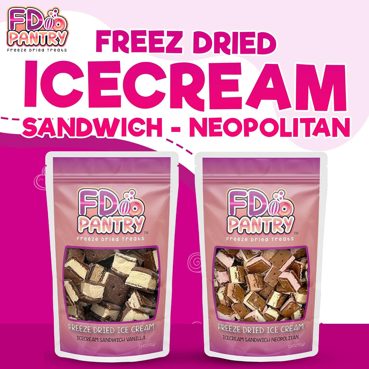 Neapolitan Freeze Dried Dessert 2 Pack – Conversation-Starting Party Favor and Hostess Gift Bag