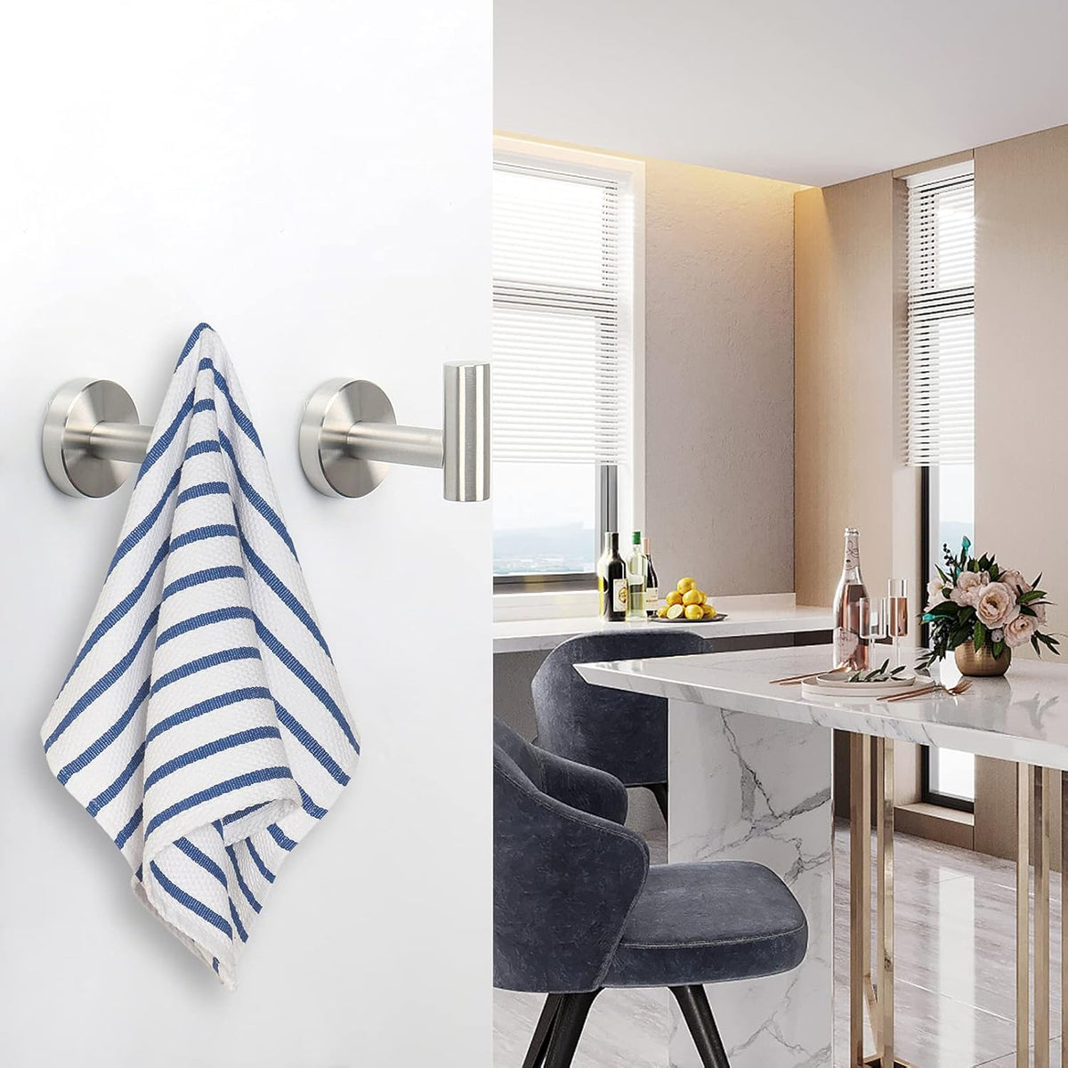 NearMoon Towel Hook - Stylish Bedroom and Living Room Accent Hardware with Seamless Screw Mount