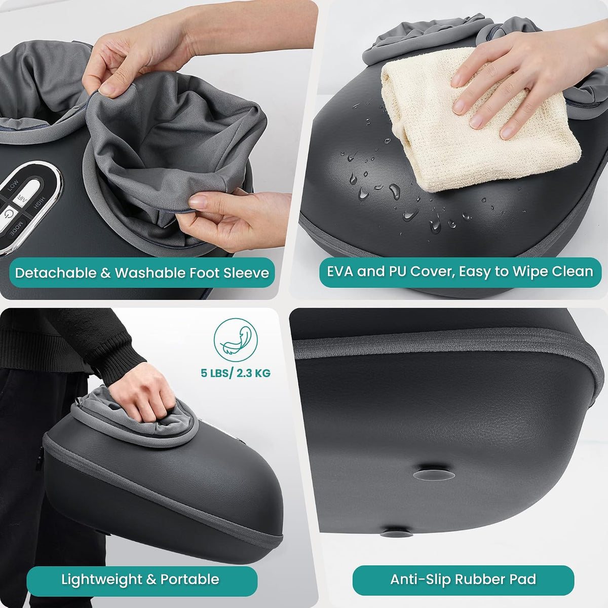 Nekteck Deep Kneading Foot Massager with Heat – Bedtime Relaxation Companion, Soothes Tired Soles and Calves